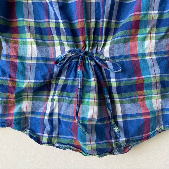 Hollister Plaid Pattern Tie Back Mid Sleeves Button Down Pop-Over Shirt - Picture 3 of 6